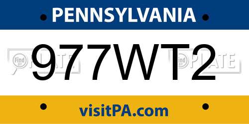 977WT2 Pennsylvania License Plate