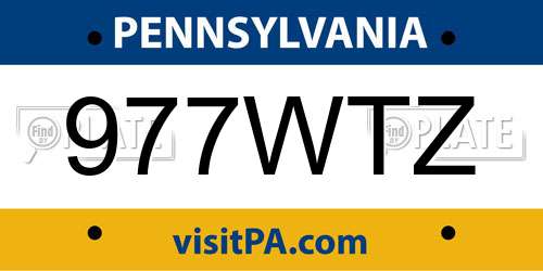 977WTZ Pennsylvania License Plate
