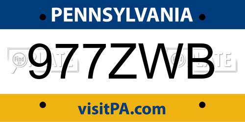 977ZWB Pennsylvania License Plate