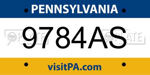 9784AS Pennsylvania License Plate