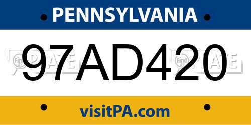 97AD420 Pennsylvania License Plate