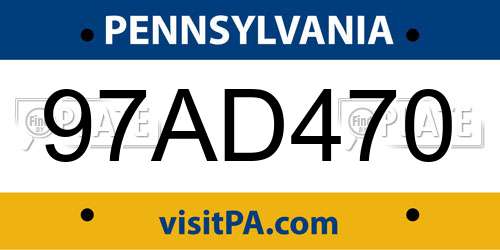97AD470 Pennsylvania License Plate