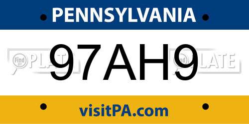 97AH9 Pennsylvania License Plate