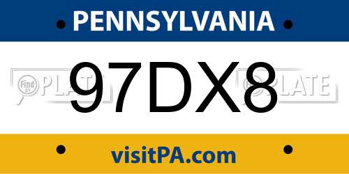 97DX8 Pennsylvania License Plate