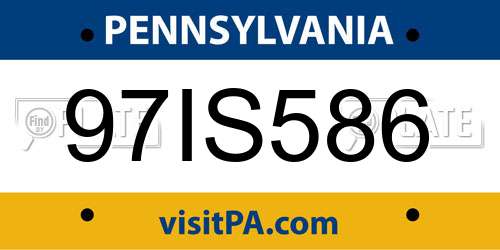 97IS586 Pennsylvania License Plate