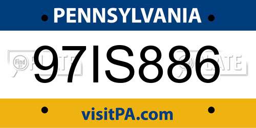97IS886 Pennsylvania License Plate
