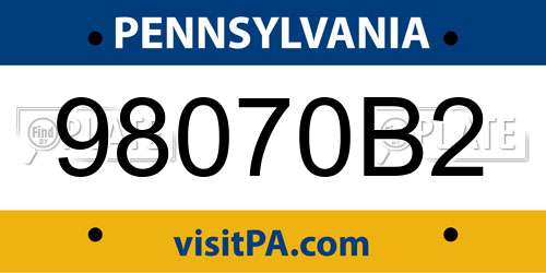 98070B2 Pennsylvania License Plate