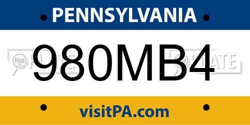 980MB4 Pennsylvania License Plate