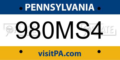 980MS4 Pennsylvania License Plate
