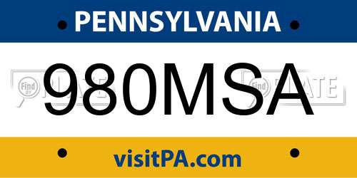 980MSA Pennsylvania License Plate