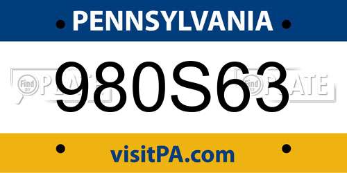 980S63 Pennsylvania License Plate