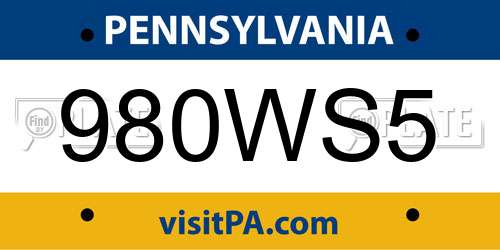 980WS5 Pennsylvania License Plate