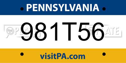 981T56 Pennsylvania License Plate