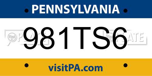 981TS6 Pennsylvania License Plate