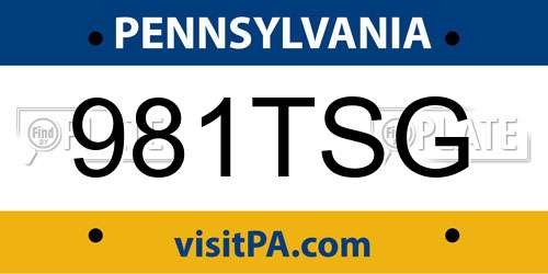 981TSG Pennsylvania License Plate