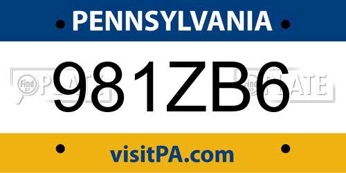 981ZB6 Pennsylvania License Plate