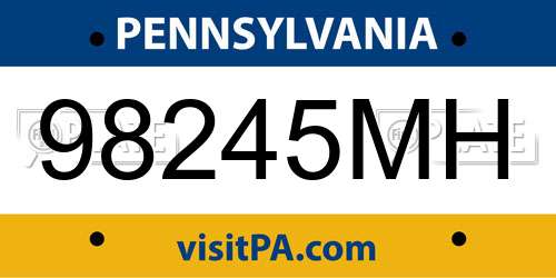 98245MH Pennsylvania License Plate