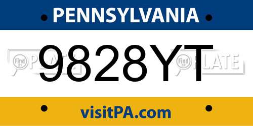 9828YT Pennsylvania License Plate