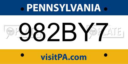 982BY7 Pennsylvania License Plate
