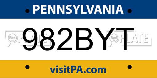 982BYT Pennsylvania License Plate