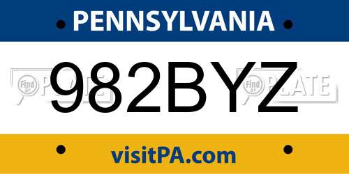 982BYZ Pennsylvania License Plate