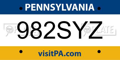 982SYZ Pennsylvania License Plate