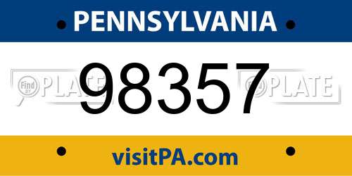98357 Pennsylvania License Plate