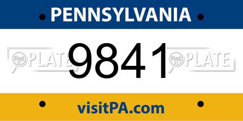 9841 Pennsylvania License Plate