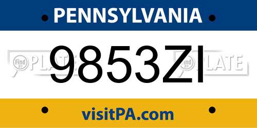 9853ZI Pennsylvania License Plate