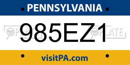 985EZ1 Pennsylvania License Plate