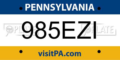 985EZI Pennsylvania License Plate