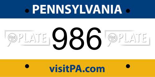 986 Pennsylvania License Plate
