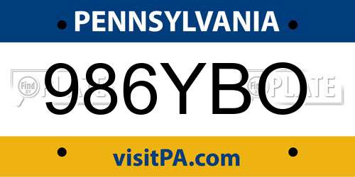 986YBO Pennsylvania License Plate