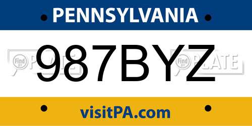 987BYZ Pennsylvania License Plate