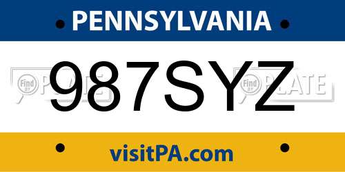 987SYZ Pennsylvania License Plate