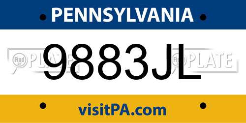 9883JL Pennsylvania License Plate