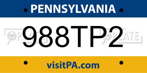 988TP2 Pennsylvania License Plate