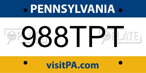988TPT Pennsylvania License Plate