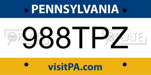 988TPZ Pennsylvania License Plate