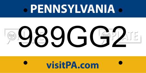 989GG2 Pennsylvania License Plate