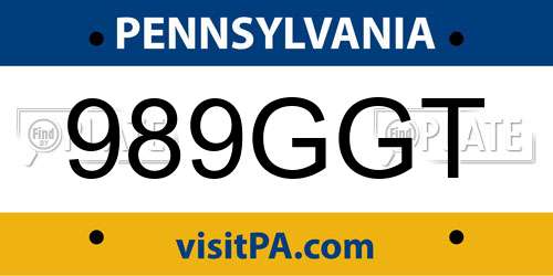 989GGT Pennsylvania License Plate