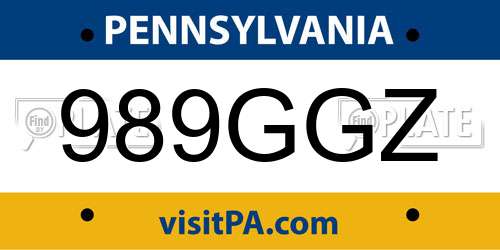 989GGZ Pennsylvania License Plate