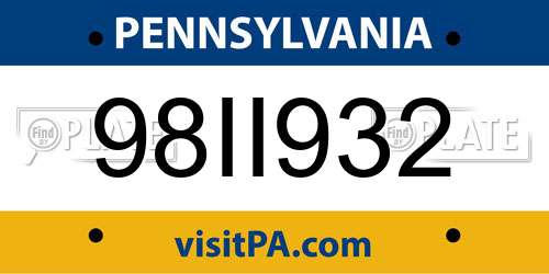 98II932 Pennsylvania License Plate