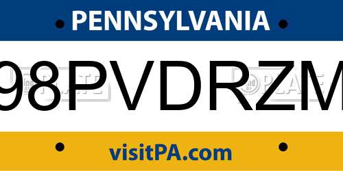98PVDRZM Pennsylvania License Plate