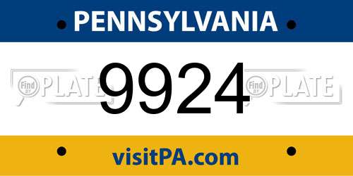 9924 Pennsylvania License Plate