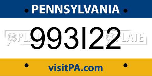 993I22 Pennsylvania License Plate