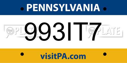 993IT7 Pennsylvania License Plate