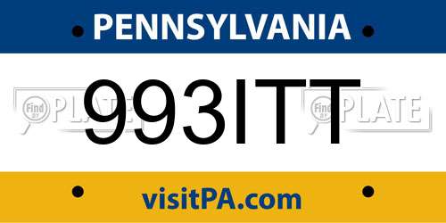 993ITT Pennsylvania License Plate