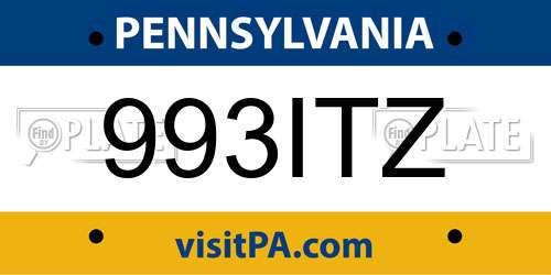 993ITZ Pennsylvania License Plate