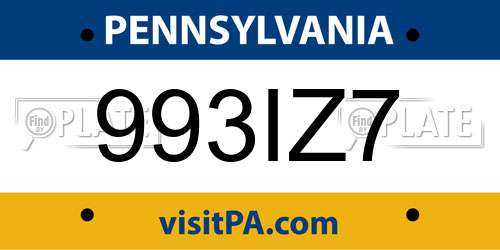 993IZ7 Pennsylvania License Plate
